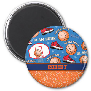 SPORTS Personalize Name Basketball Fan Fun Pattern Magnet