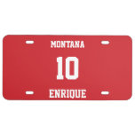 Sports Personalized Fire Engine Red License Plate