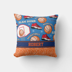 SPORTS Personalized Name Basketball Fan Pattern Throw Pillow