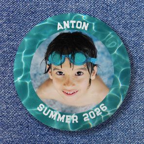 Sports Photo Aqua Green Swimming Pool Border Button