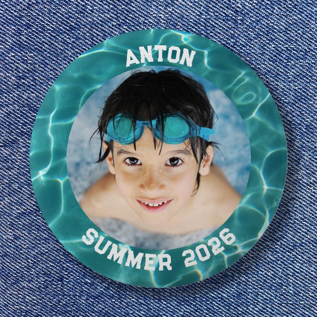 Sports Photo Aqua Green Swimming Pool Border Button (Sports Photo Aqua Green Swimming Pool Border Button)