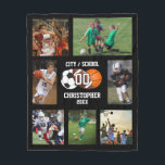 Sports photo collage fleece blanket<br><div class="desc">Sports photo collage. This Soccer Team Photo Collage is perfect for remembering that special day for Kids, is also a great way to decorate your child's room and promote the team! Add 7 different photos and customize the player name, team name, year, and player number. Customize your blanket here! #basketballblanket...</div>