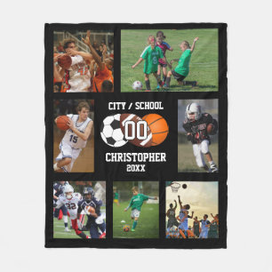 Sports photo collage fleece blanket