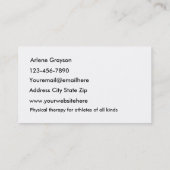 Sports Physical Therapist Business Card (Back)