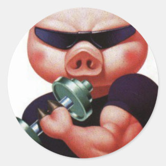 sports pig classic round sticker