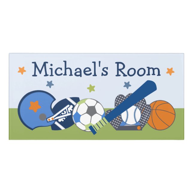 Sports Player Nursery Kid's Door Sign (Classic Front)