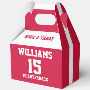 Sports Player Red and White 5"w x 3"l x 6.5"h Favor Boxes