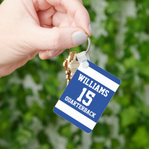 Sports Player Royal Blue and White Keychain