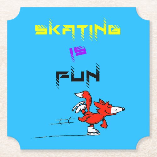 Sports Puppy Figure Fox Buddy Skating Paper Coaster