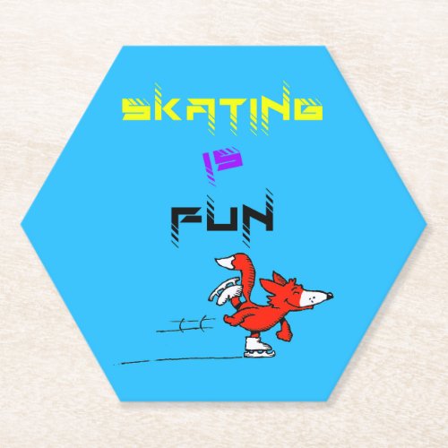 Sports Puppy Figure Fox Buddy Skating Paper Coaster