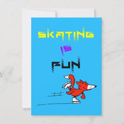 Sports Puppy Figure Fox Buddy Skating Thank You Card