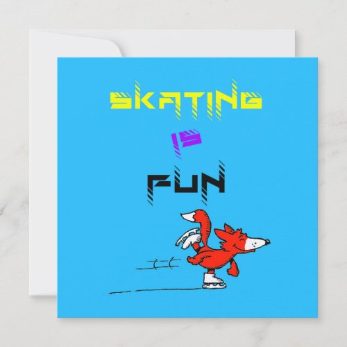 Sports Puppy Figure Fox Buddy Skating Thank You Card