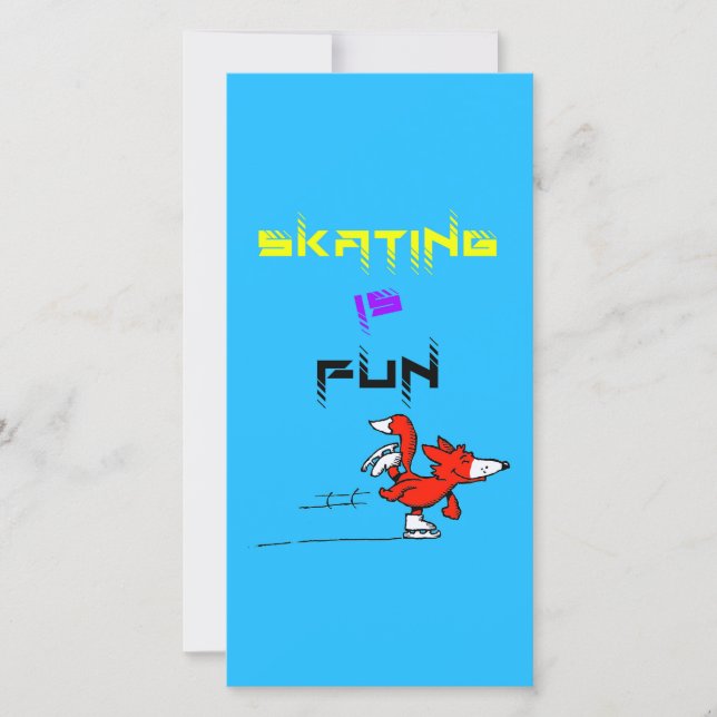 Sports Puppy Figure Fox Buddy Skating Thank You Card (Front)