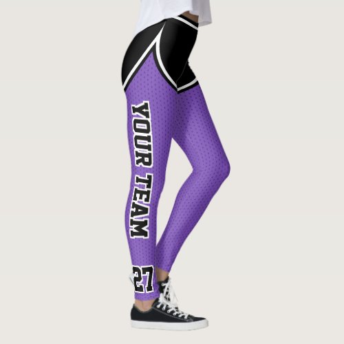 Sports Purple Black Outines Varsity Basketball Leggings