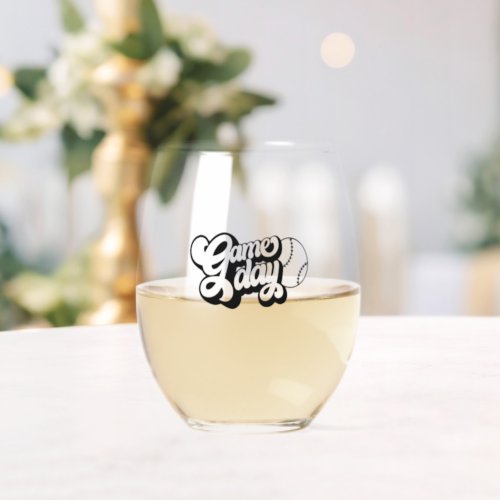 Sports quote game day stemless wine glass