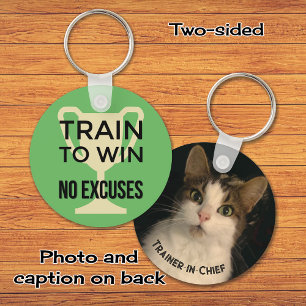 Sports quote train to win motivational keychain