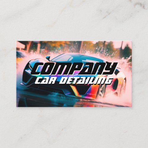 Sports race car water splash  business card