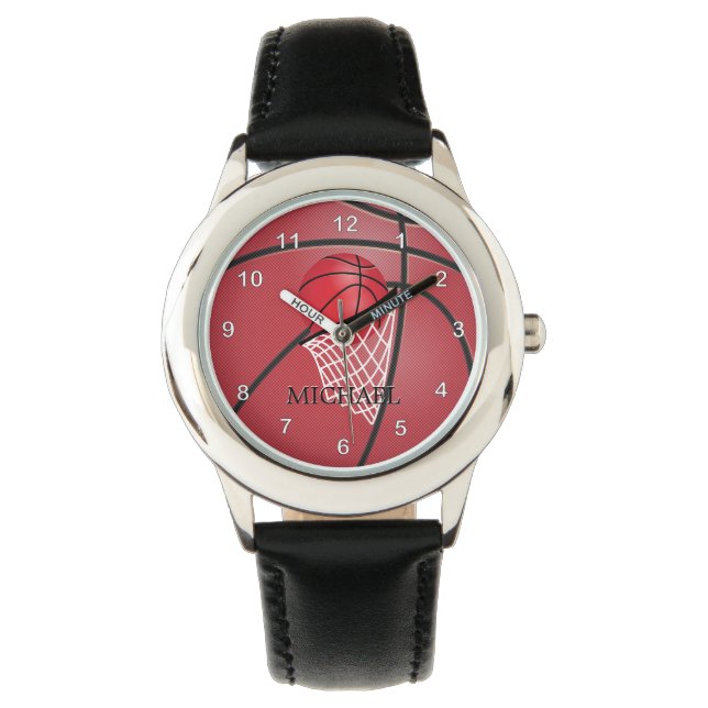 Sports Red Basketball | DIY Name Watch (Front)