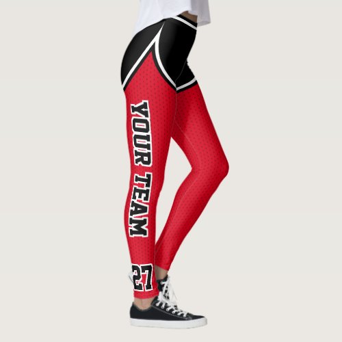 Sports Red Black Outlines Varsity Basketball Leggings