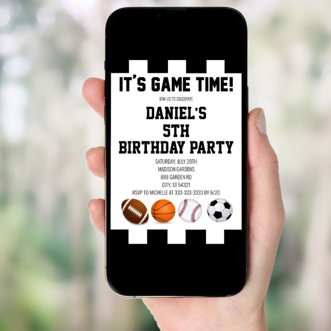 Sports Referee It's Game Time! Birthday Party Invitation (Front Digital)