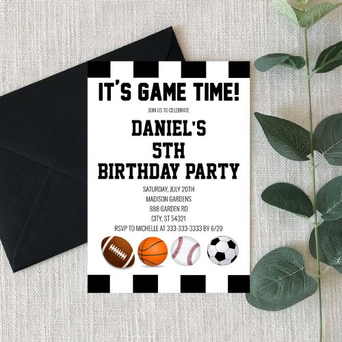 Sports Referee Its Game Time Birthday Party Invitation
