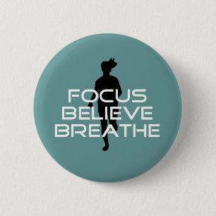 Sports Running Focus Believe Breathe Pinback Button