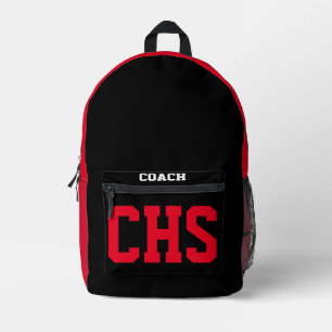Sports School INITIALS Colors NAME Team Coach Printed Backpack