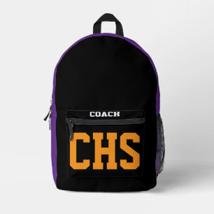 Sports School INITIALS Team Colors COACH Custom Printed Backpack