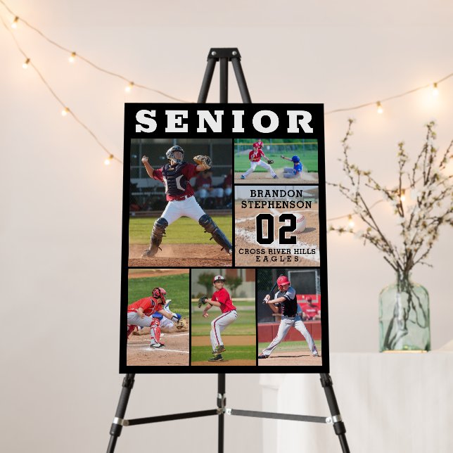 Sports Senior Graduation 6 Photo Collage Foam Board (In Situ (Stand))
