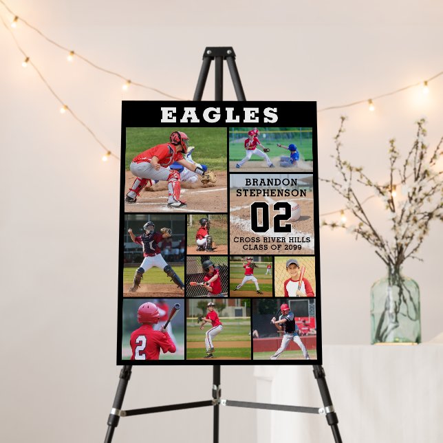 Sports Senior Night 11 Photo Collage Custom Foam Board (In Situ (Stand))