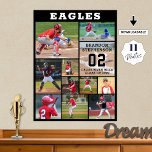 Sports Senior Night 11 Photo Collage Custom Poster<br><div class="desc">Create a custom sports photo display printed on a poster print ideal for high school senior night recognition or awards ceremony utilizing this easy-to-upload photo collage template with 11 pictures in various shapes and sizes with your team name or player's name at the top, your player's number and school and...</div>