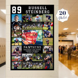 Sports Senior Night Graduation 20 Photo Collage Poster<br><div class="desc">Recognize and celebrate your high school athlete with this easy-to-personalize custom photo collage poster. Designed with an easy-to-upload template with 20 pictures and featuring your athlete's name, jersey number, team name, mascot and/or class year. Choose text and background colors to coordinate with school or party theme colors. Ideal for highlighting...</div>
