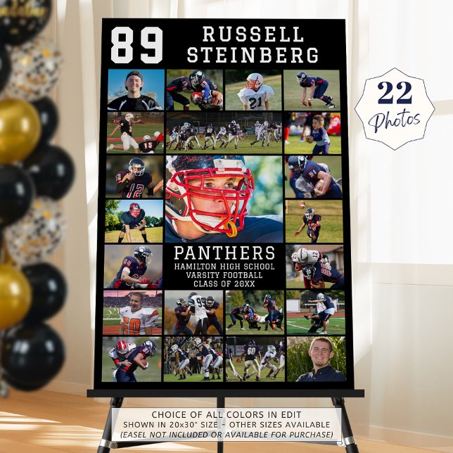 Sports Senior Night Graduation 22 Photo Collage Foam Board (Creator Uploaded)