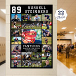 Sports Senior Night Graduation 22 Photo Collage Poster<br><div class="desc">Recognize and celebrate your high school athlete with this easy-to-personalize custom photo collage poster. Designed with an easy-to-upload template with 22 pictures and featuring your athlete's name, jersey number, team name, mascot and/or class year. Choose text and background colors to coordinate with school or party theme colors. Ideal for highlighting...</div>