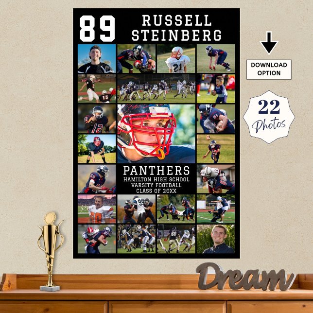 Sports Senior Night Graduation 22 Photo Collage Poster (Creator Uploaded)