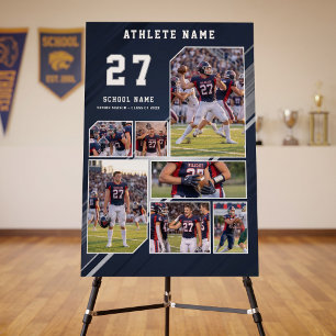 Sports Senior Night Graduation Navy Stripe Foam Board