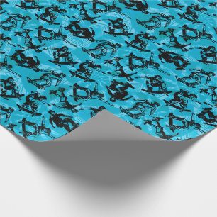 Sports Skateboarder Blue Black Skater Boy Cool Wrapping Paper