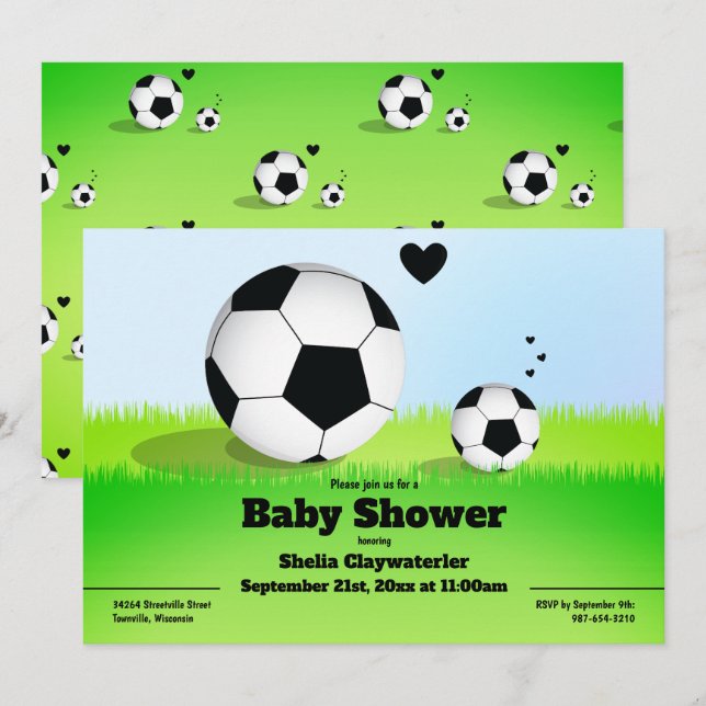 Sports Soccer Baby Shower Invitation (Front/Back)