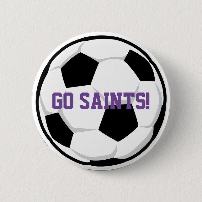 Sports Soccer Ball Go Team Name School Spirit Button (Front)