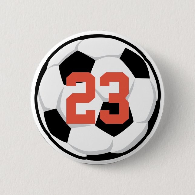 Sports Soccer Ball Player Number Team Spirit Fan Button (Front)
