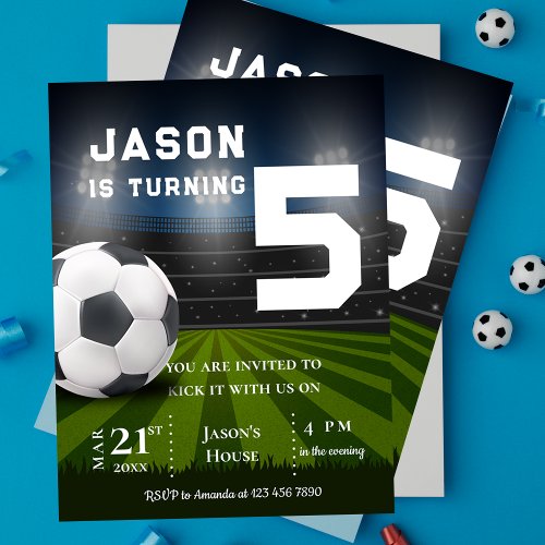 Sports Soccer Football Themed Birthday Invitation Postcard