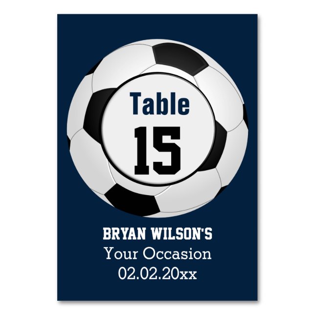 Sports Soccer theme Personalized table numbers (Front)