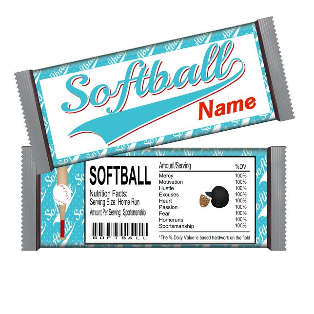 Sports Softball Birthday Candy Bar Wrapper Favors Notepad (Creator Uploaded)