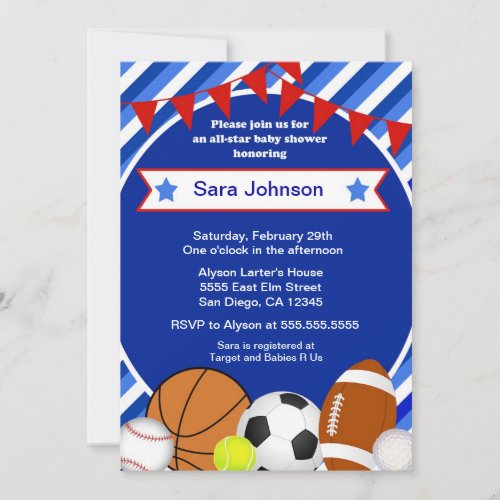 Sports Sport Baby Shower invitation Boy