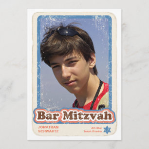 Sports Star Bar Mitzvah Invitation Blue