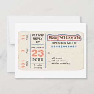 Sports Star Bar Mitzvah RSVP Reply Card Blue