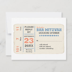 Sports Star Bar Mitzvah RSVP Reply Card Blue
