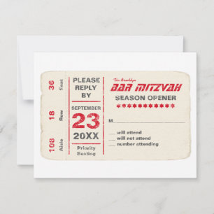 Sports Star Bar Mitzvah RSVP Reply Card in Red