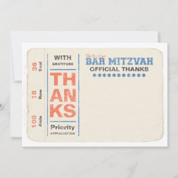 Sports Star Bar Mitzvah Thank You Card Blue by Lowschmaltz at Zazzle