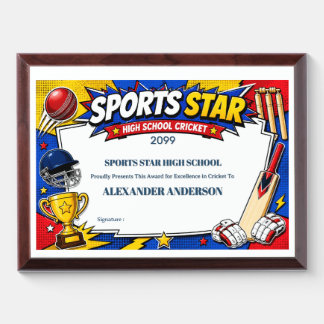 Sports Star Cricket High School Year End Award Plaque